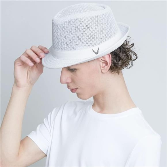 Light Weight Classic Soft Cool Mesh Crushable Fedora Hat White - Picture 2 of 6